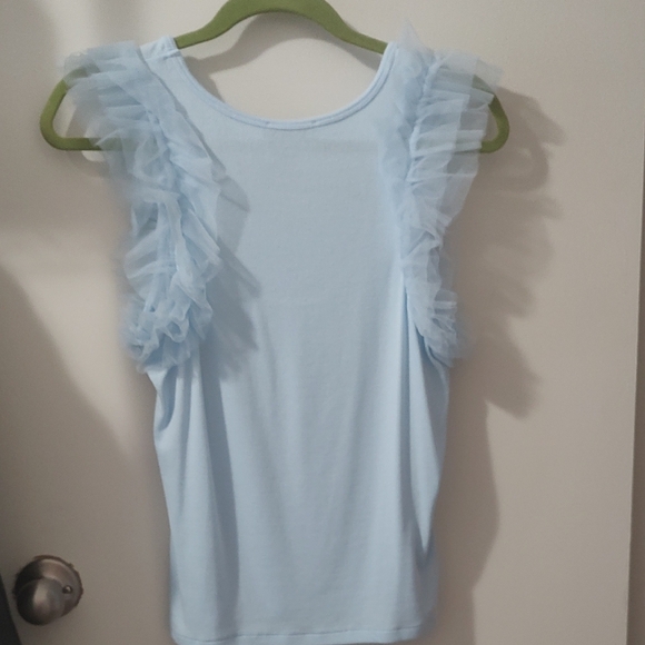 New York & Company Sky Blue Ruffle Tank Top - Picture 2 of 3